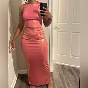 Pink metallic two piece set